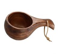 Slow-Heat-Conducting Wooden Mug with Secure Handle and Woven Carrying Rope for Everyday Beverage Consumption (E)