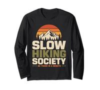 Slow Hiking Mountain Trekking Retro Sunset Long Sleeve T-Shirt