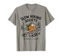 Slow Hiking Society Be There in A Minute Funny Sloth Hiker T-Shirt