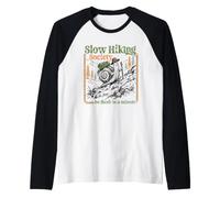 Slow Hiking Society Be There in A Minute Snail Funny Hiker Raglan Baseball Tee