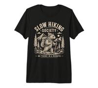 Slow Hiking Society Bear Hiker Mountain Trek Premium T-Shirt