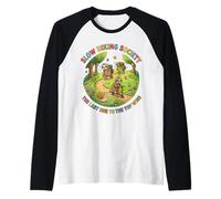 Slow Hiking Society The Last One to The Top Wins Funny Hiker Raglan Baseball Tee