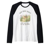 Slow Hiking Society The Last One to The Top Wins Funny Snail Raglan Baseball Tee