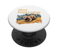 Slow Impression Sloth Lazy Impressionism Funny PopSockets Adhesive PopGrip