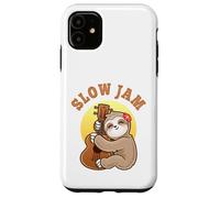 Slow Jam Funny Cute Girl Sloth Ukulele Uke Guitar Player Case for iPhone 11