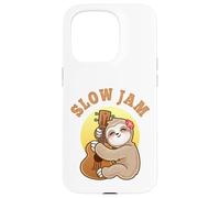 Slow Jam Funny Cute Girl Sloth Ukulele Uke Guitar Player Case for iPhone 15 Pro