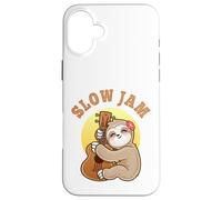 Slow Jam Funny Cute Girl Sloth Ukulele Uke Guitar Player Case for iPhone 16 Plus