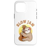 Slow Jam Funny Cute Girl Sloth Ukulele Uke Guitar Player Case for iPhone 16 Pro Max