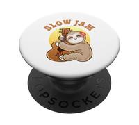 Slow Jam Funny Cute Girl Sloth Ukulele Uke Guitar Player PopSockets Adhesive PopGrip