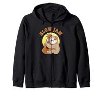 Slow Jam Funny Cute Girl Sloth Ukulele Uke Guitar Player Zip Hoodie