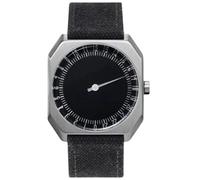 slow Jo 14 - Anthracite Canvas Silver Case Black Dial Unisex Quartz Watch with Black Dial Analogue Display and Black Fabric and Canvas Strap