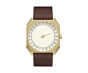 SLOW Jo 18 - Dark Brown Vintage Leather, Gold Case, Gold Dial - Swiss Made