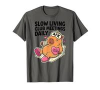 Slow Living Club Meetings Daily Lazy Capybara Tea Cozy T-Shirt
