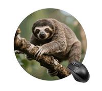 Slow Loris Round Mouse Pads Non-Slip Rubber Base Mouse Mat Cute Mousepad Funny Computer Desk Accessories for Office Home Gaming Work 7.8 X7.8 Inch