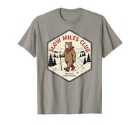 Slow Miles Club Wolf Trail, Hiking, Walking, Running Bear T-Shirt