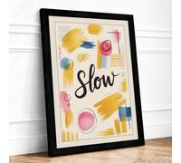 Slow Mindfulness Framed Wall Art Print A4 Black
