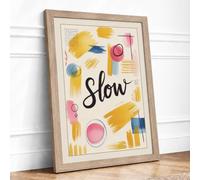 Slow Mindfulness Framed Wall Art Print A4 Oak