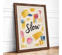 Slow Mindfulness Modern Framed Wall Art Print A1 (84.1×59.4cm) Walnut,
