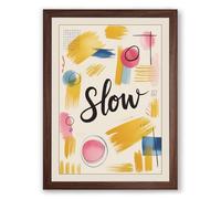 Slow Mindfulness Modern Framed Wall Art Print A1 (84.1×59.4cm) Walnut, Wall Decor for Living Room, Bedroom, Office & Home, Ready to Hang, Art Gift