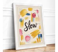 Slow Mindfulness Modern Framed Wall Art Print A1 (84.1×59.4cm) White,