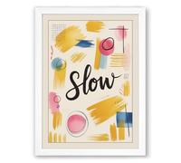 Slow Mindfulness Modern Framed Wall Art Print A1 (84.1×59.4cm) White, Wall Decor for Living Room, Bedroom, Office & Home, Ready to Hang, Art Gift