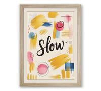 Slow Mindfulness Modern Framed Wall Art Print A4 (29.7×21cm) Oak, Wall Decor for Living Room, Bedroom, Office & Home, Ready to Hang, Art Gift