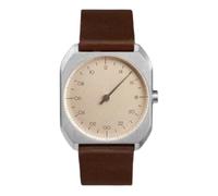 slow Mo 08 - Dark Brown Leather Silver Case Creme Dial Unisex Quartz Watch with Beige Dial Analogue Display and Dark Brown Leather Strap