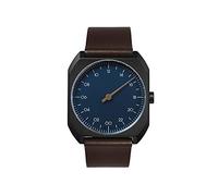 slow mo 16 - Brown Leather, Anthracite Case, Light Blue Dial