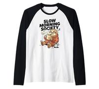 Slow Morning Society Sleepy Sloth Coffee Humor Raglan Baseball Tee