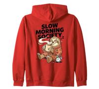 Slow Morning Society Sleepy Sloth Coffee Humor Zip Hoodie