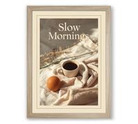 Slow Mornings Modern Framed Wall Art Print A2 (59.4×42cm) Oak, Wall Decor for Living Room, Bedroom, Office & Home, Ready to Hang, Art Gift