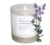 Slow North Eucalyptus + Lavender Candle - Essential Oils and 100% Pure Soy Wax Candle in a Reusable Frosted Glass Jar with Cork Lid - A Unique and Mindful Scented Candle Hand-Poured in The USA (8 oz)