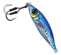 Slow Pitch Jigs 80g 120g 150g 200g Saltwater Fishing Lures 3D Colors Lead Fish Sinking Metal Jigs Jigging Lures with Butterfly Assist Hooks for Saltwater Sea Fishing Tuna Kingfish (80g, Blue)