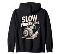 Slow Processing Unit Nerd Humor Snail Zip Hoodie