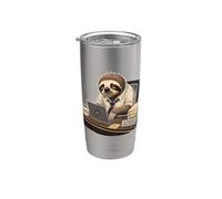 Slow Productive Sloth Office Humor Work Motivation Stainless Steel Insulated Tumbler