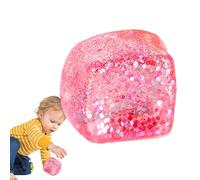 Slow Rebound Stress Cube, Glitter Sugar Ball Sensory Squeeze Toy, Fidget Toys Squeeze Cube, Squishy Ball Bulk For Adults Stress Relief, Playful Elastic Toys For Work School (red-1)