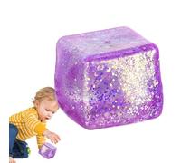 Slow Rebound Stress Cube, Glitter Sugar Ball Sensory Squeeze Toy, Fidget Toys Squeeze Cube, Squishy Ball Bulk For Adults Stress Relief, Playful Elastic Toys For Work School (Purple-1)
