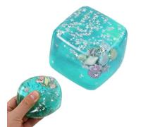 Slow Rise Squishiy Cube, Nice Cube Stress Balls, Ice Cu-bes Fidget To-ys with Blue Ocean Shells Inside, Square Shape Sensory Fidget, Sensory Stress Relief To-ys for Adults Teenage Classroom Prizes