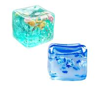 Slow Rise Squishy Cube - Square Sensory Fidget Tool for Stress Relief, Fidget Tools, One Cube with Snowflakes Inside and The Other with Shells Inside, Soft, Silent, Portable (2 Pcs)