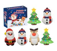 Slow Rise Stress Ball, 6PCS Cute Snowman Elk Xmas Tree Santa Claus Squish Toys, Stress Relief Squeeze Toys, Soft Flexible Balls for Adults, Kids Party Bags Filler Gifts|Squeeze
