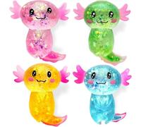 Slow Rising Stress Ball, Axolotl Squish-y Stress Relief Toy, Cute Axolotl Stretchy Fidget Toys for Kids Youth Adult, Anxiety Relief Sensory Toy for Adults Birthday Gifts Party Favours 4pcs