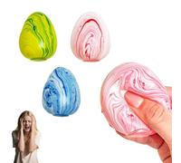 Slow Rising Stress Cube,Easter Egg Shaped Stress Balls Squishies Toys for Anxiety Relief,Gel Filled Pull Stretch Anxiety Reliever Toys Easter Gifts Party Favors for Kids Adults (Blue+Pink+Green)