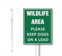 Slow Sign Yard Sign, Wildlife Area Yard Sign Please Keep Dogs on a Lead Sign With Metal Stake, Green, Slow Down Signs, 12X15 CM Rustproof Sturdy Aluminum Sign for Outdoor