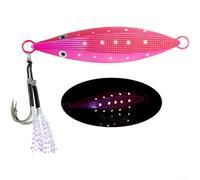 Slow Sinking Iron Jig Lure 60g 80g Glow in the Dark Fishing Lure with Realistic 3D Eyes and Strong Hooks for Enhanced Fish Attraction (60g C)