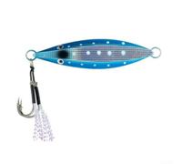 Slow Sinking Iron Jig Lure Glow In The Dark Design 60g 80g Weight Long Casting Metal Bait With Hooks For Saltwater Night Angling White Pink Purple Blue Green(60g D)