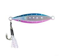 Slow Sinking Iron Jig Lure Glow In The Dark Design 60g 80g Weight Long Casting Metal Bait With Hooks For Saltwater Night Angling White Pink Purple Blue Green(60g C)