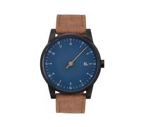 SLOW Solar 06 - Brown Band, Anthracite Case, Blue Dial