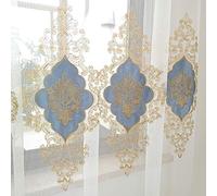 SLOW SOUL 2 Panels European Luxury Curtains Velvet Embroidered Tulle For Living Room Kitchen Bedroom Sheer Curtain With Rod Pocket Light Blue 50W X 63L inch