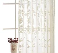 SLOW SOUL 2 Panels White European Style Sheer Curtain Embroidered Window Curtains Europe Floral Tulle for Living Room Bedroom with Grommet White 54W X 72L inch