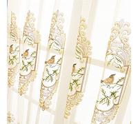 SLOW SOUL Set Of 2 Panels Embroidered birds Sheer Curtains For Living room Bedroom Dining room curtains & drapes High-end curtain With Rod Pocket DarkCyan Tulle 49W X 84L inch (2 Panels)